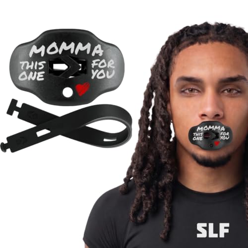 SLEEFS Classic Football Mouthguard with Bold Designs and Removable Strap - color: Momma Black