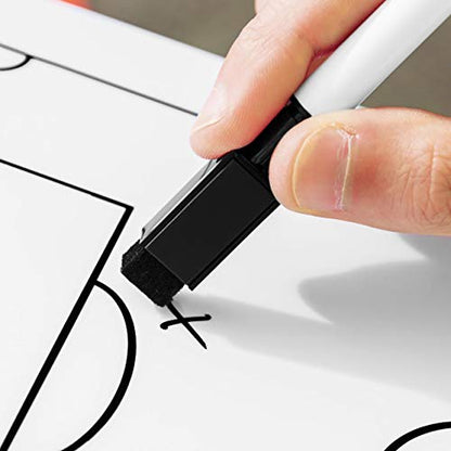 FORZA Coaching Whiteboard Marker Pens Set – Dry Erase Markers with Fine and Medium Tips, Magnetic Markers with Eraser, Fast Dry Low Odor Ink for Sports Coaching Boards & Teachers (Fine Tip [10 Pack])