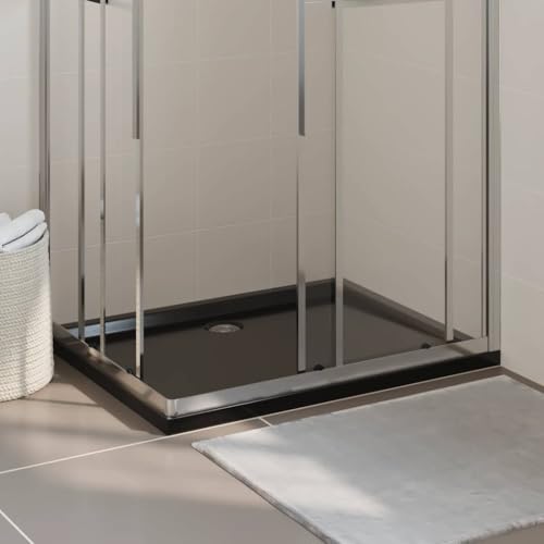 vidaXL Rectangular ABS Shower Base Tray Home Indoor Bath Bathroom Hardware Fixture Plumbing Low Threshold Shower Tray Bath Pan Base Black 31.5"x39.4" - color: Black, size: 31.5"x 39.4"