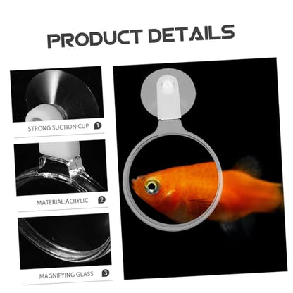 Levemolo Aquarium Magnifier with Strong Suction Cup Durable Magnifying Glass for Fish Tank Viewing Easy Installation for Microlandscape Observation for Small Animals