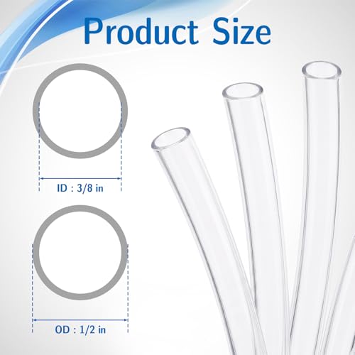 Clear Vinyl Tubing Clear Hose PVC Tubing Plastic Tube for Aquarium Hose Air Hose Irrigation (3/8" ID x 1/2” OD x 25 Feet) - size: 3/8" ID x 1/2” OD x 25 Feet