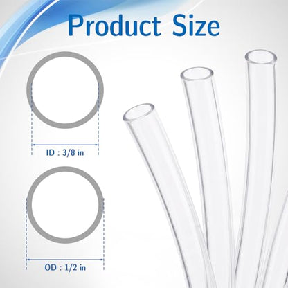 Clear Vinyl Tubing Clear Hose PVC Tubing Plastic Tube for Aquarium Hose Air Hose Irrigation (3/8" ID x 1/2” OD x 25 Feet) - size: 3/8" ID x 1/2” OD x 25 Feet