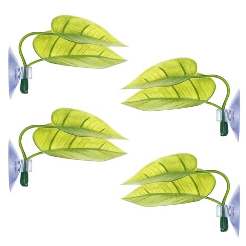 Thinp 4 Pack Betta Fish Leaf Pad, Betta Leaf Hammock Fish Tank Decorations Aquarium Decor Simulating The Natural Habitat with Plastic Suction Cup for Sleeping Resting Hiding Playing Breeding