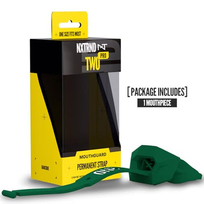 Nxtrnd Two Pro Football Mouth Guard, Permanent Strap, Fits Adult & Youth (Dark Green) - color: Dark Green Pro