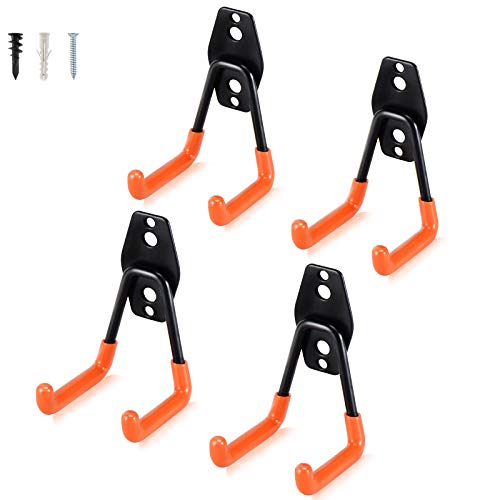 Aoben Heavy Duty Steel Garage Storage Hooks, Utility Tool Hangers and Combinable Wall Mount Hooks for Organizing Ladder, Hold Chairs, Heavy Tools (Small U, 4 Pack) - size: 4X Small U hooks