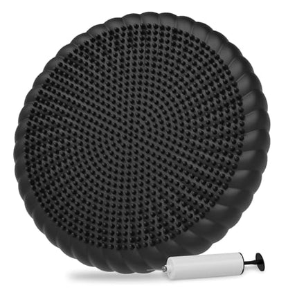 Wobble Cushion with Inflation Pump - Wiggle Seat Balance Disc - color: Black