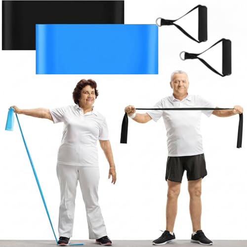 2 Pcs Resistance Band with Handles for Seniors - color: Blue,Black