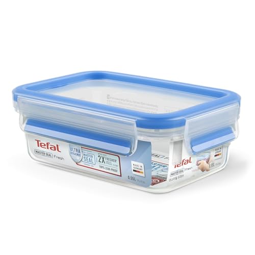Tefal K3021112 MasterSeal Fresh Box, Plastic Food Storage Container, Keeps Food Fresher for Longer and 100 Percent Leakproof, 0.55 Litre