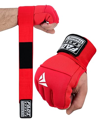 Gel Boxing Hand Wraps Inner Gloves for Men & Women, Quick Slip-On Padded Knuckle Protection with Wrist Support for MMA, Muay Thai & Kickboxing, Heavy Bag & Martial Arts - color: Red, size: X-Large