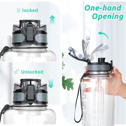 UTEBIT 52oz Fruit Infuser Water Bottle, with Time Marker & Straw & Chug Lid - style: 52OZ