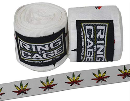 Ring to Cage Handwraps Mexican Style Stretchable- Patterned 180" Long - 23 Color Patterns - color: Rastafarian White