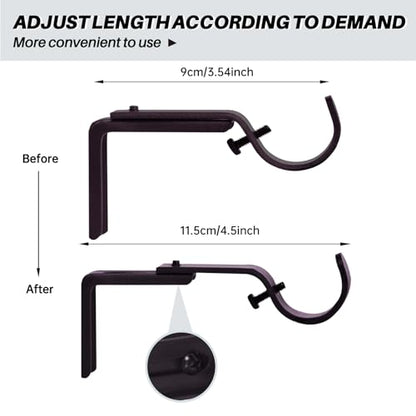 Curtain Rod Bracket Heavy Duty Adjustable Window Hardware Rod Holders Hanger for 1 inch Rods, Set of 3 (Bronze-Adjustable) - color: Bronze-Adjustable
