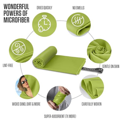 VENTURE 4TH Quick Dry Microfiber Towel for Camping & Gym - Lime XL - color: Lime, size: 72.00" x 31.50"