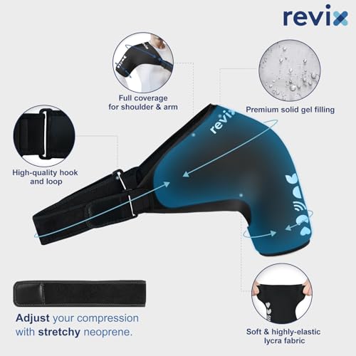 REVIX XL Shoulder Ice Pack Wrap for Rotator Cuff, Solid Gel Cold Sleeve - size: XL, style: Basic