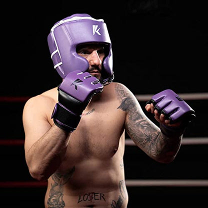 Kruzak Unisex Boxing Headgears - MMA Training, Adjustable Padded, Kara,Muay Thai Headgear, Kickboxing, Sparring, Martial Arts, Karate, Taekwondo MMA Body Equipment - color: Purple, size: Small-Medium