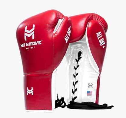 HIT N MOVE All Day Plus Weighted Boxing Gloves Men, Boxing Equipment, Heavy Bag Workout Gloves for Boxing, Training, Kickboxing, Muay Thai, MMA, 24 oz 1.5lbs - style: Lace-up Closure RED