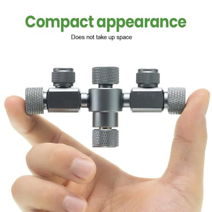 MiOYOOW Aquarium CO2 Splitter, Aluminium Alloy Dual-Precision Needle Valve 2-Way Fish Tank Air Valve for Bubbler Counter CO2 Regulator