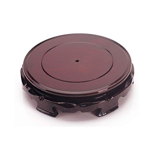 Vintage Circular Wooden Vase Aquarium Table Lamp Teapot Base, Stable Home Decoration Display Stand (6.2") - size: 6.2"