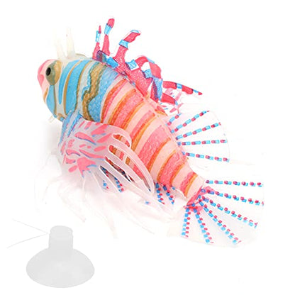 Artificial Glowing Fish, Fish Tank Floating Fake Tropical Angel Fish with Suction Cup, Silicone Colorful Fish Tank Simulation Fish Luminous Aquarium Floating Ornaments for Aquarium Tank(Pink Blue)