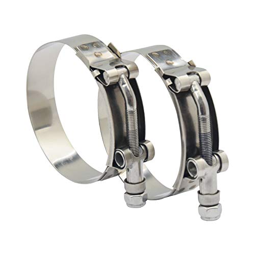 3.25" T Bolt Hose Clamp Stainless Steel - Working Range 89mm - 97mm for 3.25" I.D. Hose with 3mm - 6mm Wall Thickness, Roadformer T-bolt Clamp Featured to Provide Reliable Sealing Force, 2 Pack - size: 3.25" Hose Clamp 89mm - 97mm (3.50" - 3.82")