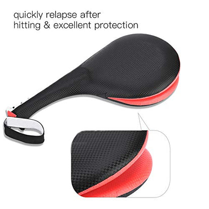 Taekwondo Kick Pad, High Dense Sponge Double Clapper Kicking Pad Striking Pad TKD Kicking Targets Training Paddles with Wrist Strap for Karate Taekwondo Kickboxing Training - color: Black
