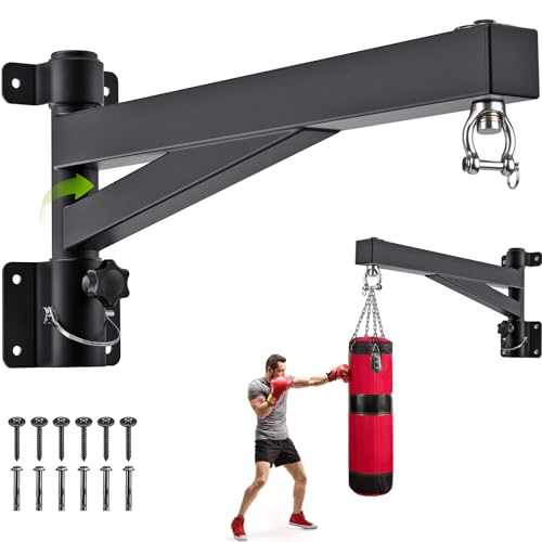 BeneLabel Heavy Bag Hanger for Punching Bag Beam Mount Hardware 360° Rotation Boxing Bag Ceiling Mount I-Beam Hanger for Hanging Heavy Punching Bags Wall Hangers - color: 61cm(24인치) 블랙 벽걸이 (전용)