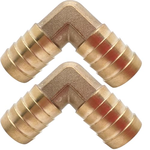 2PCS Brass 7/8" x 7/8" Hose Barb Fitting Barbed 90 Degree Elbow Connector L Right Angle Barbed Fitting by CX WONDERLAND - size: 7/8" Hose Barb