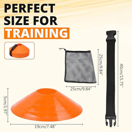 Nylon Buckle Straps, Football Cones Disc Cones Soccer Agility Cones Sports Training Cones Multicolor Field Marker Plastic Cones with Holder
