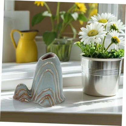 Ceramic Miniature Mountain Ornament Fish Tank Decor Zen Garden Accessories Versatile Bonsai Landscape Brush Holder for Room Office Study