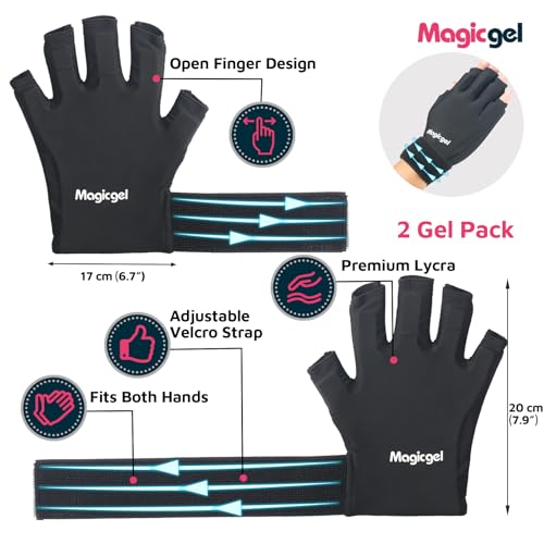Magic Gel Hand Ice Pack Gloves - Cold Compress Cooling Gel Ice Gloves - Wrist Wrap or Hot Compress - Sports Packs for Hands - Dual Hand Heat Packs - 2 Pack - size: 2 Pack - Ice Glove Pack