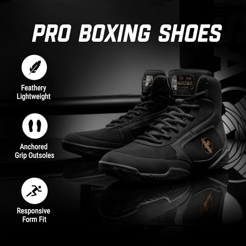 Hayabusa Pro Boxing Lightweight Shoes | Boxing Shoes for Men and Women, Wrestling Shoes, Boxing Boots, Cross Training Shoes, Boxing Shoes Women,Boxing Training Shoes - color: Black, size: 13 Women/11.5 Men