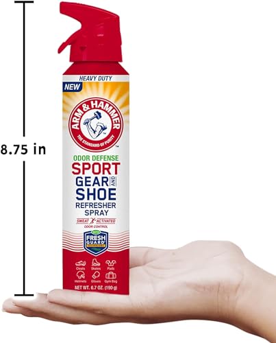 Arm & Hammer Odor Defense Sport Gear & Shoe Refresher Spray, 6.7 oz, 3 Pack | Heavy-duty odor defense spray for sports gear, shoes, gym bags, boxing gloves, hockey equipment and football pads - size: 6.7 Ounce (Pack of 3)