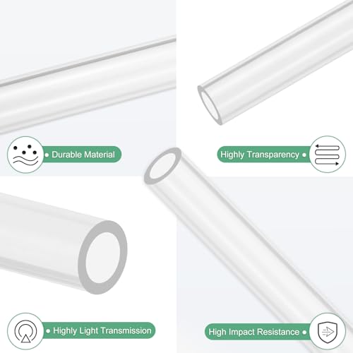 M METERXITY 2-Pack Clear Rigid Acrylic Pipe, 13mm[0.51"] ID x 19mm[0.75"] OD Plastic Round Tube for Water Cooling System/Lamps/Fountains/Aquariums/Display Stand, Acrylic Tubing [305mm/12IN] - size: 13mm ID x 19mm OD