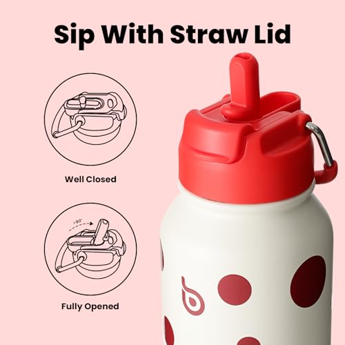 BOTTLE BOTTLE 32oz Insulated Water Bottle with Pill Box - color: Polka Pop