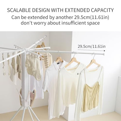 RFOUO Foldable Clothes Drying Rack with Aluminum 4 Rods 16 Clips - color: Aluminium