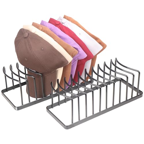Hat Organizer for Baseball Caps - 2 Pack Hat Stand Holds 20 Caps | Space Saving Hat Holder, Heavy Duyt Hat Rack, No Assembly Required for Tabletop, Closet, Desk Preserves Hat Shape Black - color: Black 2 Pack