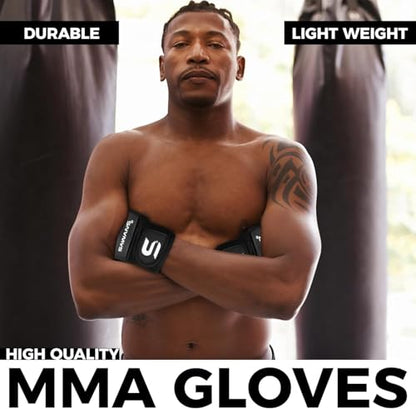 SAWANS MMA Gloves Karate Mitts Punch Bag Boxing Gloves Martial Arts Combat Taekwondo Kickboxing Mitts Fighting Grappling Training for Womens Mens Adults - size: Medium
