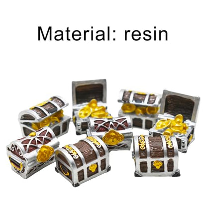 8Pcs Mini Aquarium Treasure Chest Miniature Gold Jewelry Box Model for DIY Diorama Craft Fish Tank Terrarium Decorations