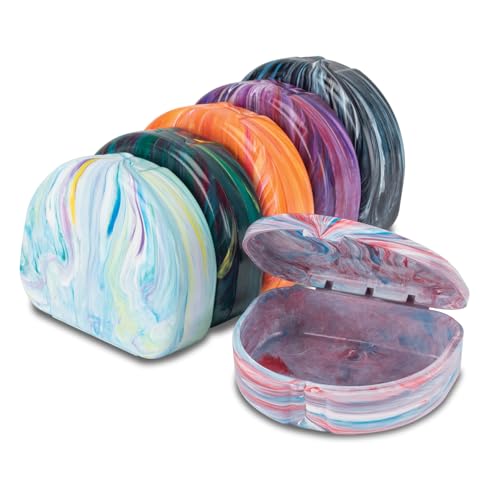 Practicon Marble Retainer Cases, Orthodontic Aligner Case, Mouth Guard Holder (3 Pack) (Assorted Multi Color) - color: Assorted Multi Color