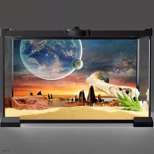 AWERT 48x24 inches Galaxy Aquarium Background Space Theme View of The Planets from Earth Fish Tank Background Hot Desert Terrarium Background