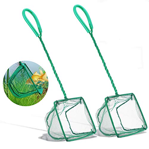 Aquarium Fish Nets, DSSPORT 4 Inch Small Mesh Fish Catch Nets with Plastic Handle Green