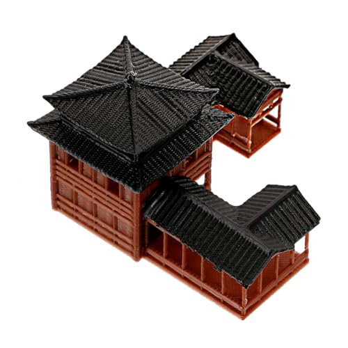 Miniature Pagoda Garden Statue 3.14X3.14X2.36In Japanese Zen Aquarium Decor Fish Tank Statue and Bonsai Figurines Ancient Inn Landscape Model for Meditation and Micro Landscape