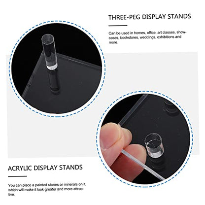PRETYZOOM Crystal Display Stand Acrylic Rack for Mineral and Crystal Showcases Elegant Three-peg Design for Collectors and Home Decor
