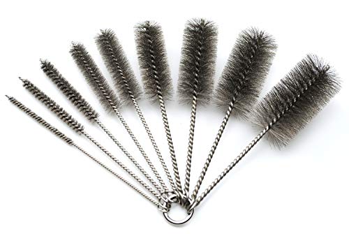 Pipe Cleaning Brush Set Stainless Steel Bristles, Stainless Steel Pipe Brush Steel Bottle Brush 9 Piece Variety Pack for Auto Parts, Bottles, Tubes, Etc. - size: 8 Inch