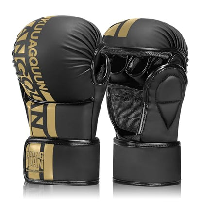 MMA Gloves for Sparring,Muay Thai,Training - color: Black-Gold, size: Medium