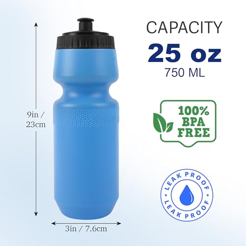 Trail maker Reusable Leakproof Water Bottles, 25 Oz. BPA Free Pull Top Cap & Squeeze for Water & Sports Drinks, 50 Pack