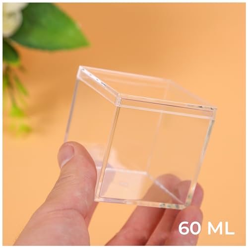 Acrylic Candy Box with Lid Small Clear Acrylic Square Cube Plastic Storage Box for Birthday Party Favor Jewelry Box - size: 1.8 x 1.8 x 1.8 Inch