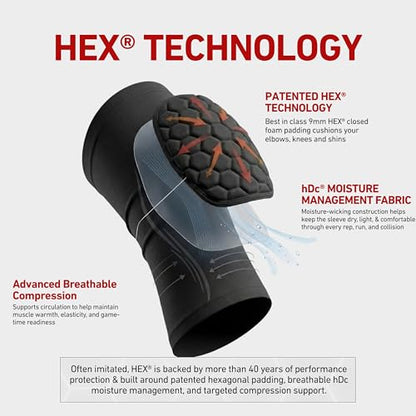 McDavid Moisture Wicking HEX Technology Knee Sleeves for Women/Men, Elbows & Shins Protection, Hex Pads - color: Black, size: X-Small