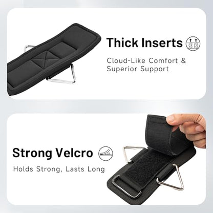 Wrist Cuffs with D-Ring, Wrist Wraps for Weightlifting with Neoprene Padding, Wrist Straps for Cable Machines - color: Glossy Black