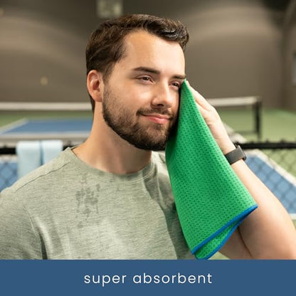 S&T INC. Microfiber Gym Towels, 3 Pack, 16" x 27", Honeycomb Brights | Absorbent and Lightweight, Quick-Dry, Compact for Gym Bag, Yoga and Travel, Machine Washable - color: Honeycomb Brights